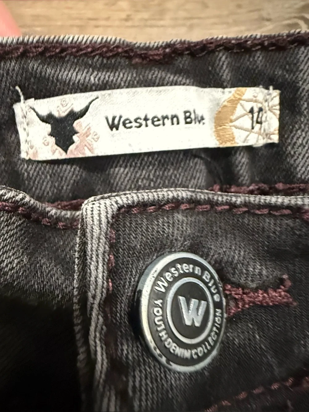 Western Blue Kids Black Flared Jeans with Embroidered and Embellished Details